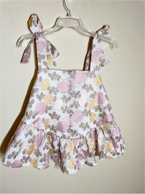 AUREUM White and Pink Floral Top with Tie-Shoulder Detail and Short Set